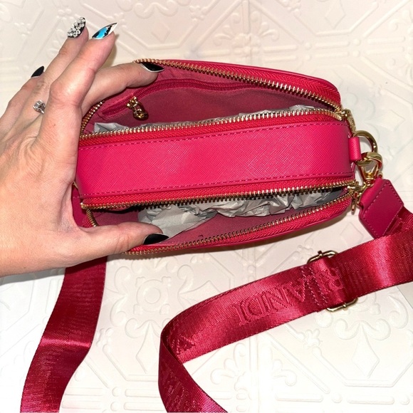 NWT Valentino Orlandi‎ Fuchsia Pink Blush Crossbody Camera-Style Handbag Purse - Picture 6 of 6